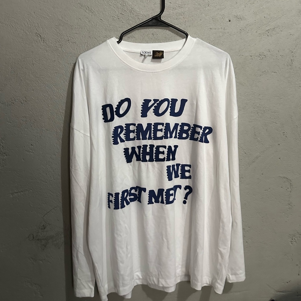Loewe Long Sleeve White and Blue Tee Casual Fit
